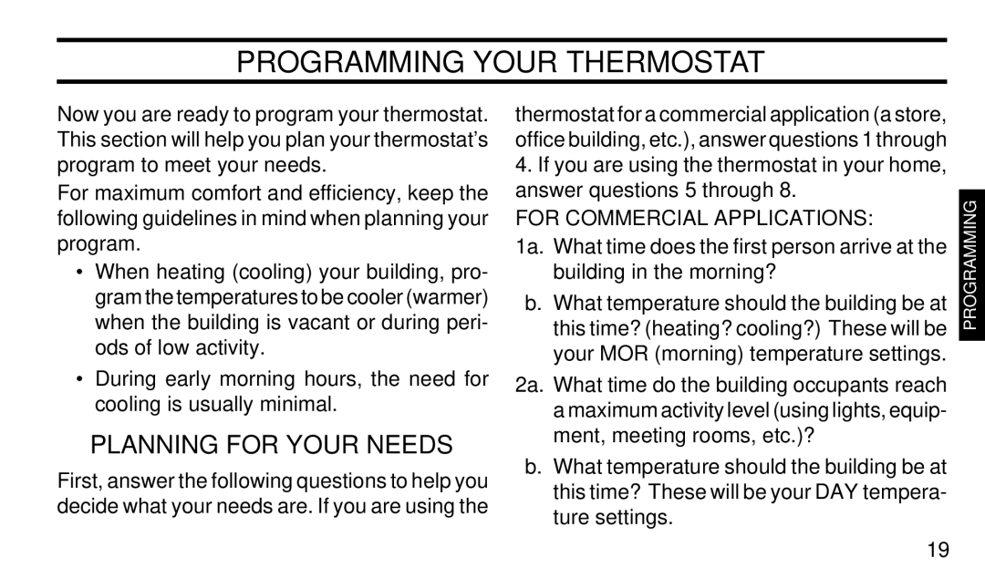 White Rodgers 1F90-71 manual Programming Your Thermostat 