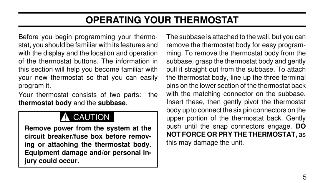 White Rodgers 1F90-71 manual Operating Your Thermostat 