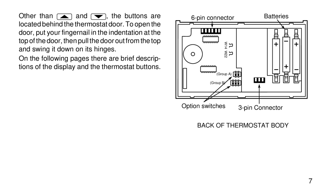 White Rodgers 1F90-71 manual Back of Thermostat Body 