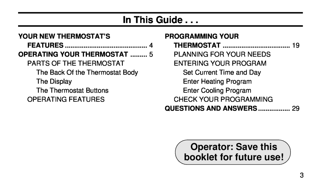 White Rodgers 1F90-71 manual In This Guide, Your New Thermostat’S, Programming Your, Operating Your Thermostat 