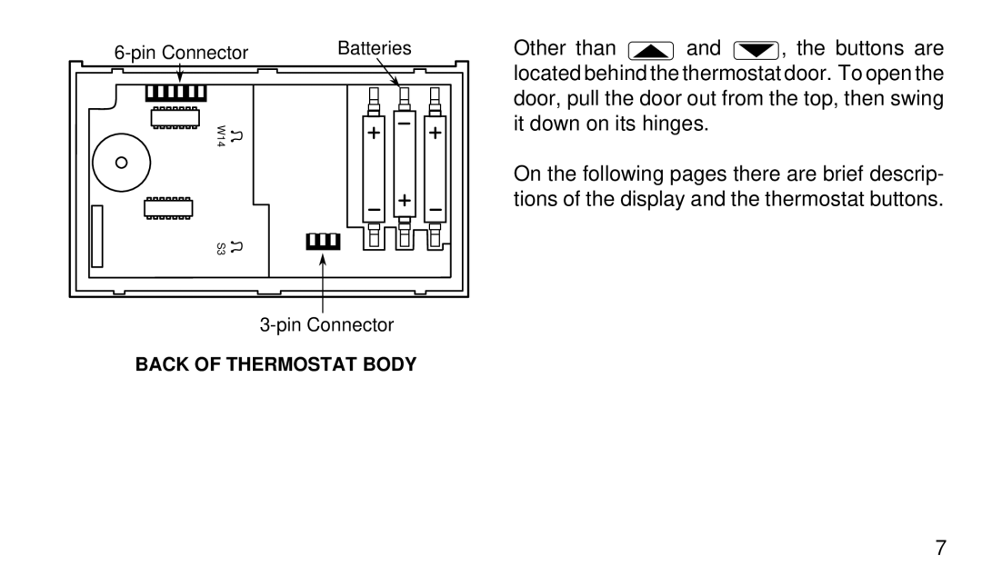 White Rodgers 1F90W-51 manual Back of Thermostat Body 