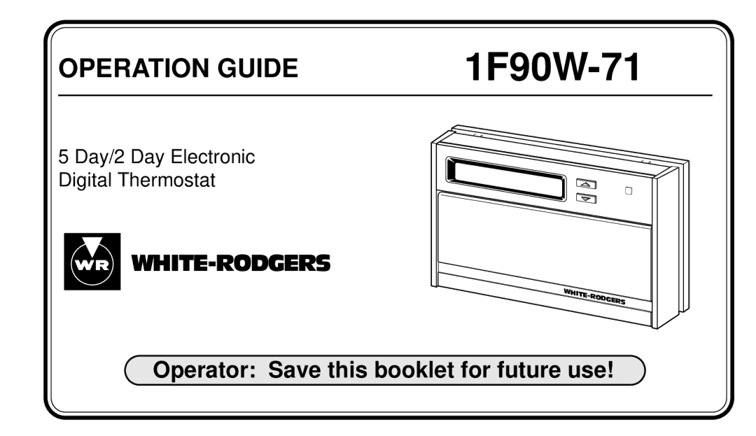 White Rodgers 1F90W-71 manual 