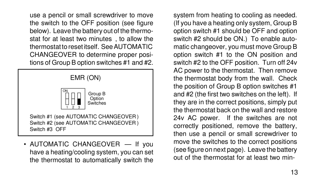 White Rodgers 1F90W-71 manual EMR on 