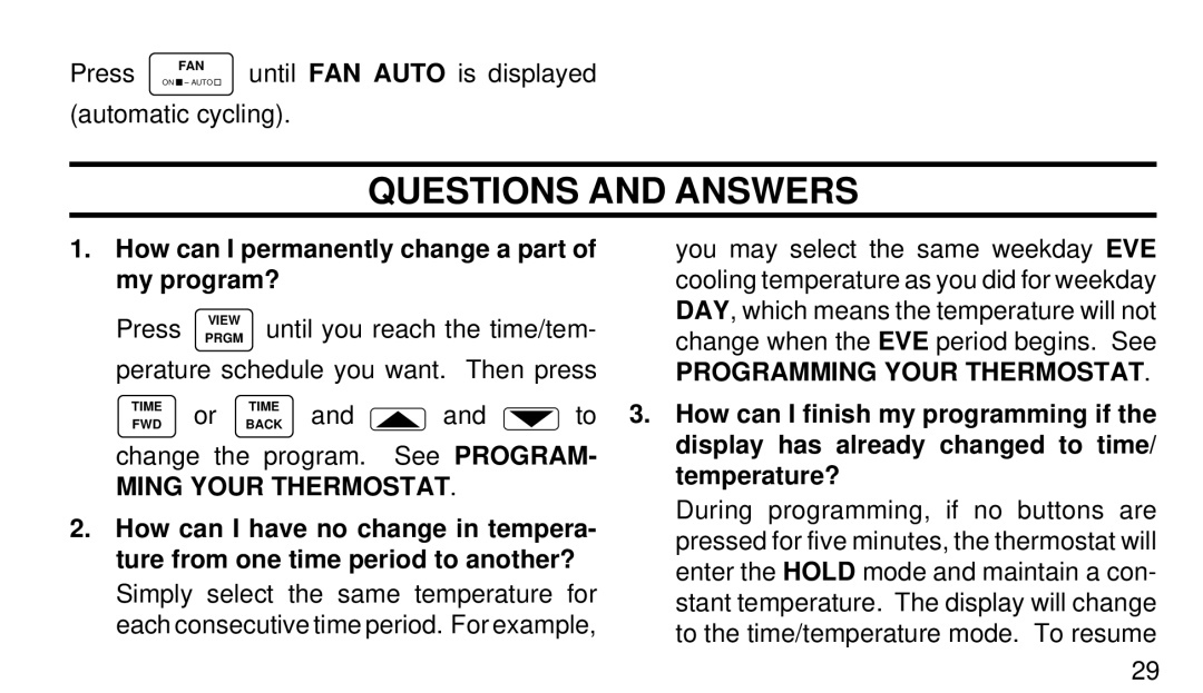 White Rodgers 1F90W-71 manual How can I permanently change a part of my program?, Ming Your Thermostat 