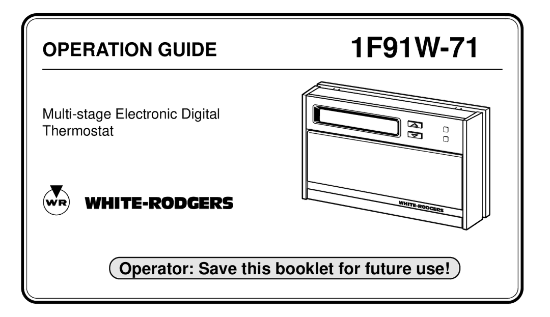 White Rodgers 1F91W-71 manual 