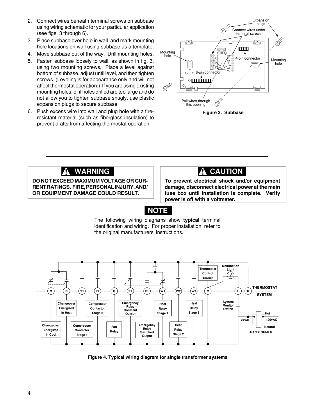 White Rodgers 1F92-71 installation instructions Subbase 