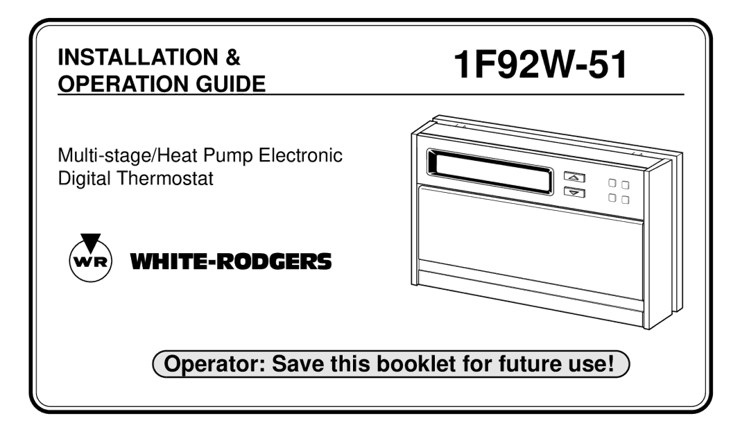 White Rodgers 1F92W-51 manual 