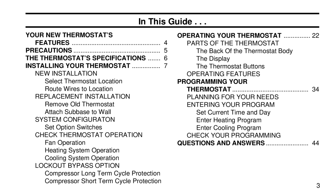 White Rodgers 1F92W-51 Your NEW THERMOSTAT’S, THERMOSTAT’S Specifications Installing Your Thermostat, Programming Your 