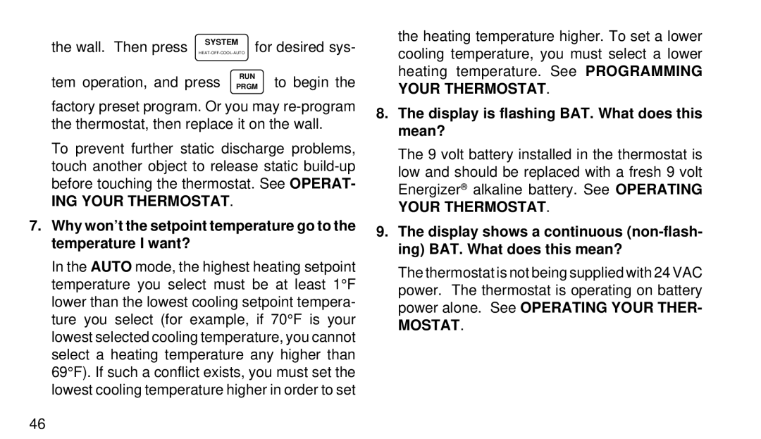 White Rodgers 1F92W-51 manual ING Your Thermostat, Mostat 