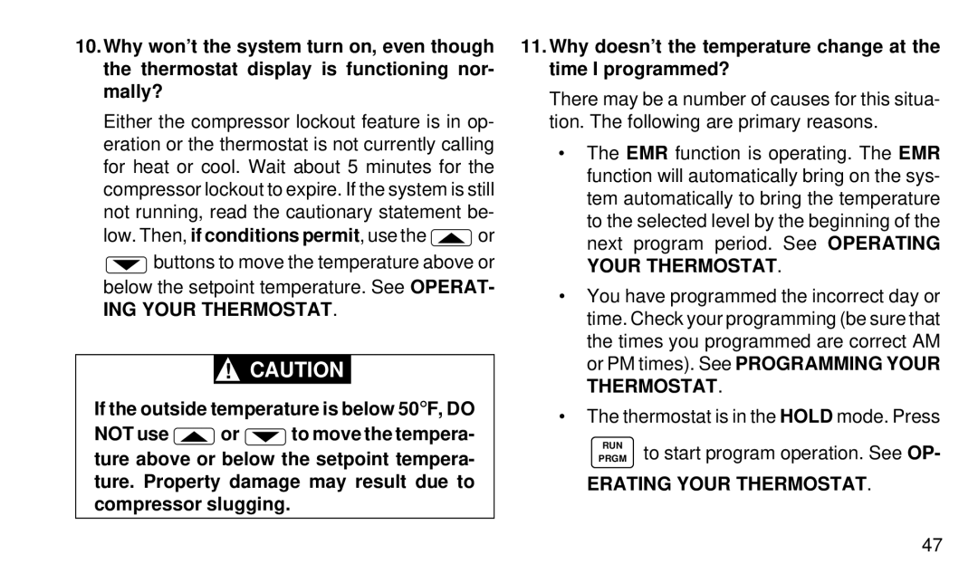 White Rodgers 1F92W-51 manual Erating Your Thermostat 