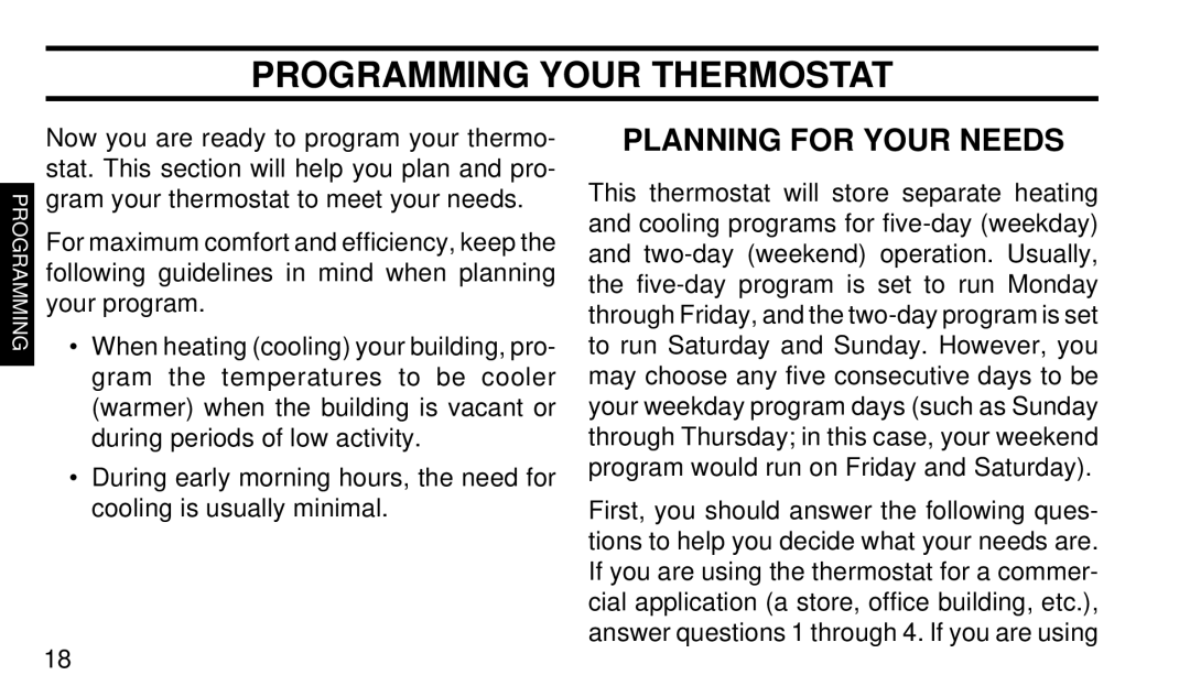 White Rodgers 1F92W-71 manual Programming Your Thermostat 