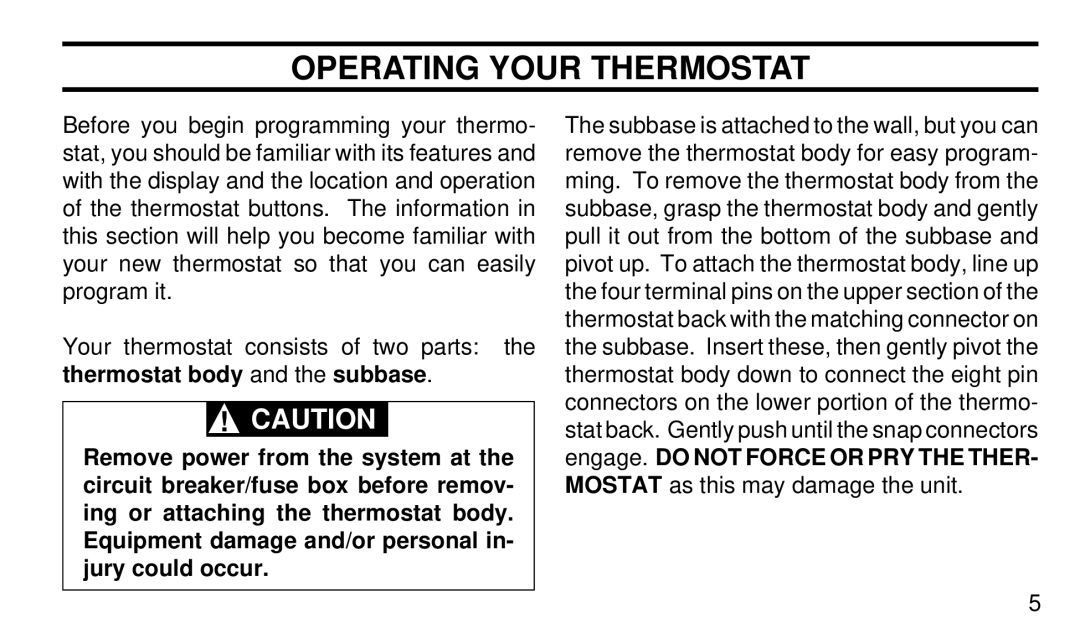 White Rodgers 1F94-71 manual Operating Your Thermostat 