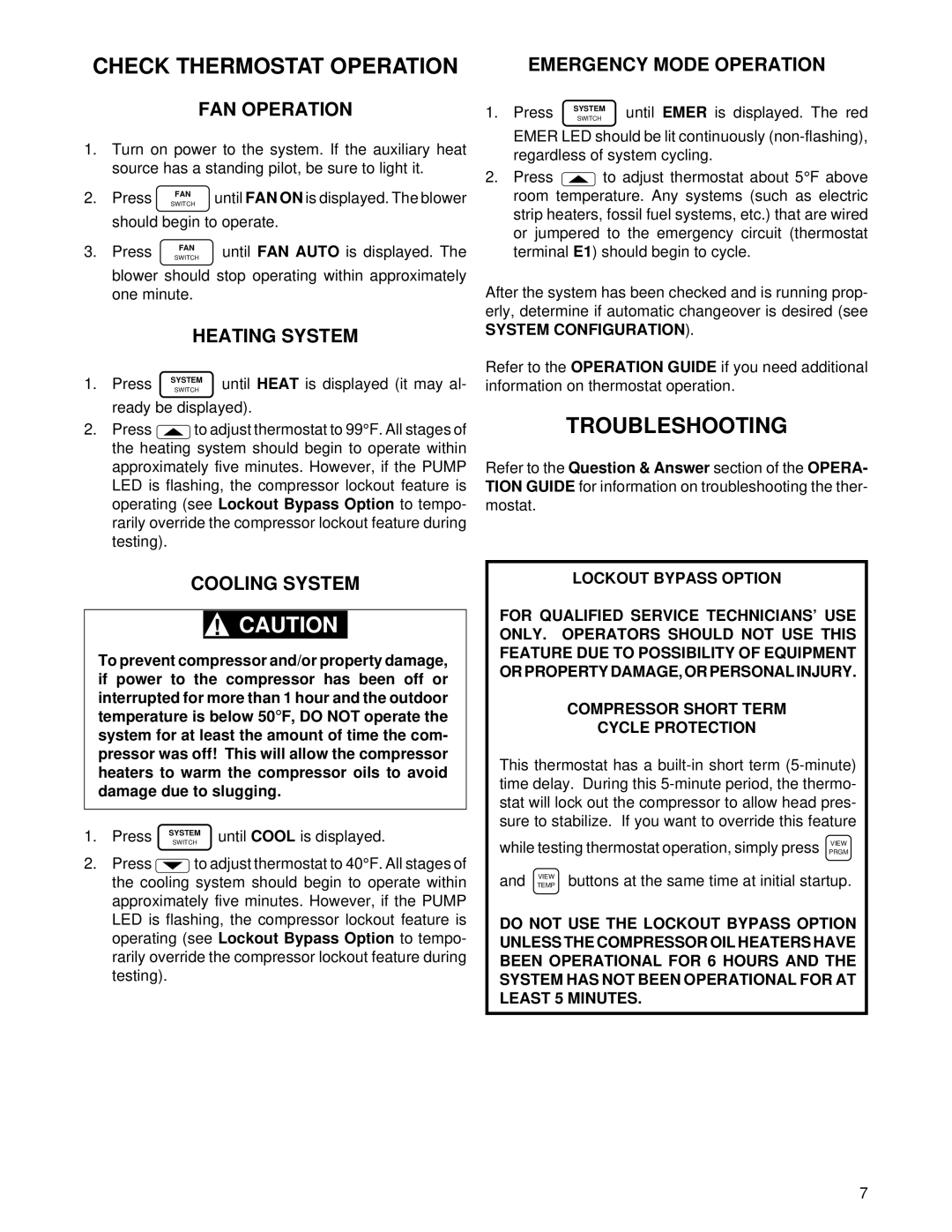 White Rodgers 1F94-80 installation instructions Check Thermostat Operation, Troubleshooting 