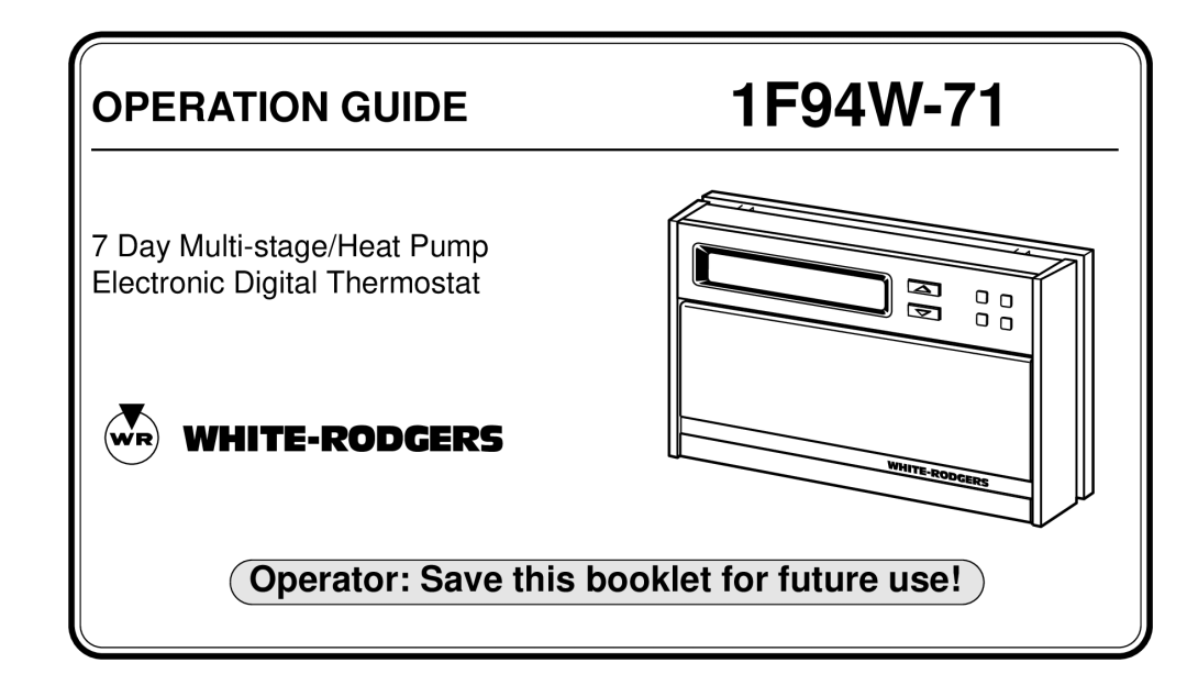 White Rodgers 1F94W-71 manual 