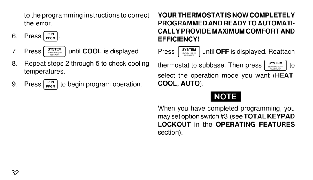 White Rodgers 1F94W-71 manual Thermostat to subbase. Then press 