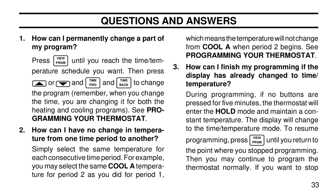 White Rodgers 1F94W-71 manual How can I permanently change a part of my program?, Time FWD and Back Time to change 