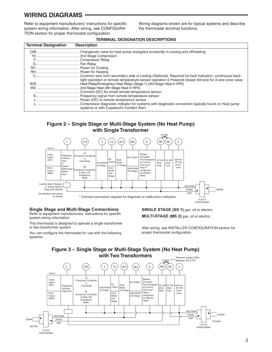 White Rodgers 1F95-0671 specifications Wiring Diagrams, Terminal Designation Description 