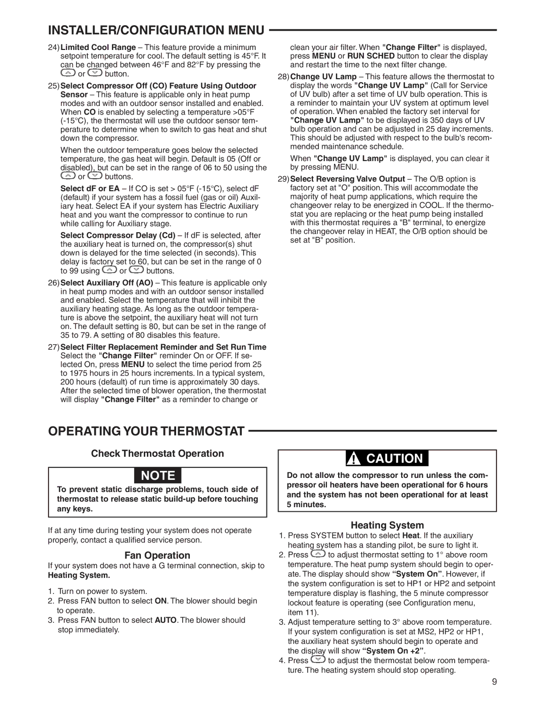 White Rodgers 1F95-0671 specifications Operating Your Thermostat, Check Thermostat Operation, Fan Operation, Heating System 