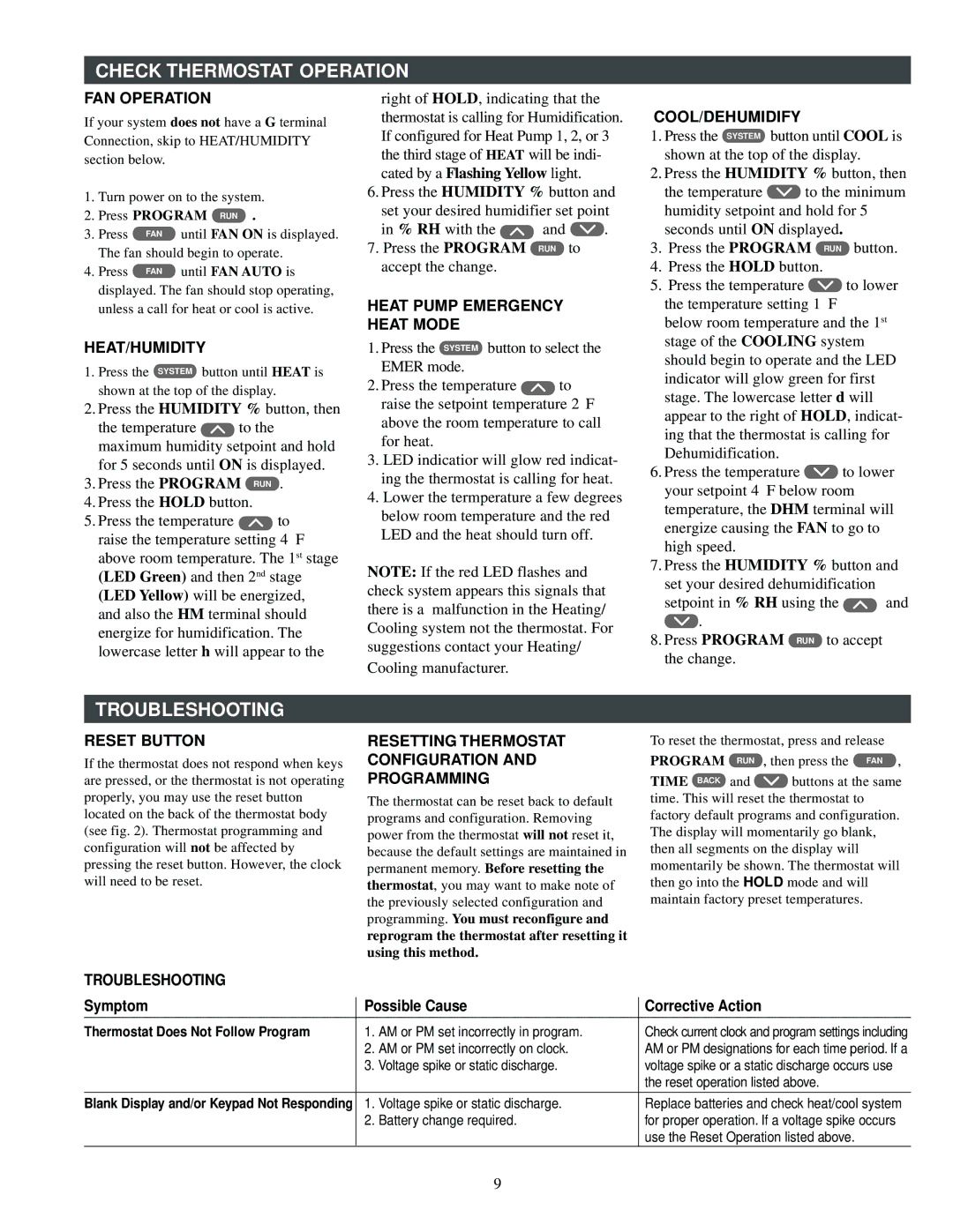 White Rodgers 1F95-391 specifications Check Thermostat Operation, Troubleshooting 