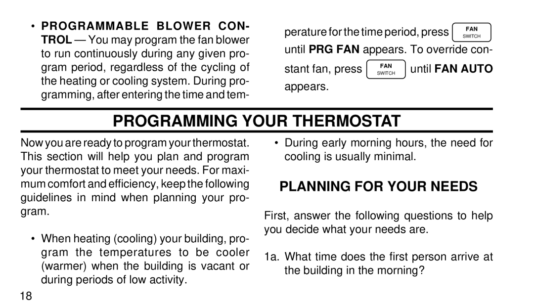 White Rodgers 1F95-80 manual Planning for Your Needs, Until FAN Auto 