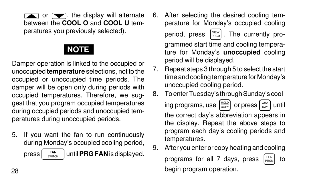 White Rodgers 1F95-80 manual Begin program operation 