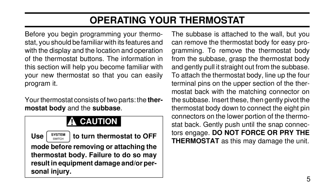 White Rodgers 1F95-80 manual Use, To turn thermostat to OFF 