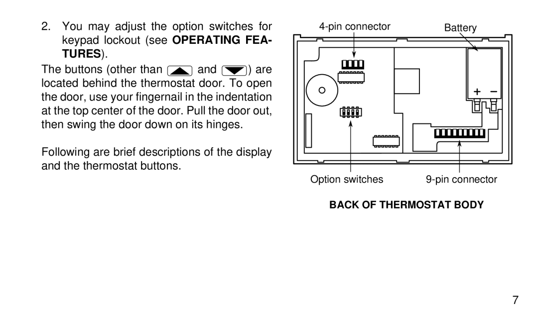 White Rodgers 1F95-80 manual Back of Thermostat Body 