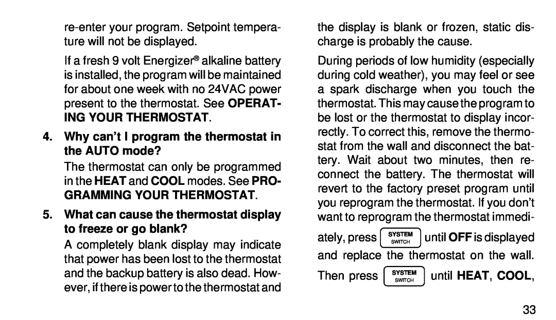 White Rodgers 1F95-80 manual Ing Your Thermostat, Gramming Your Thermostat 