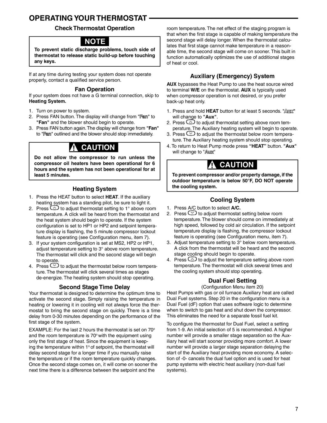 White Rodgers 1F95EZ-0671 specifications Operating Your Thermostat 