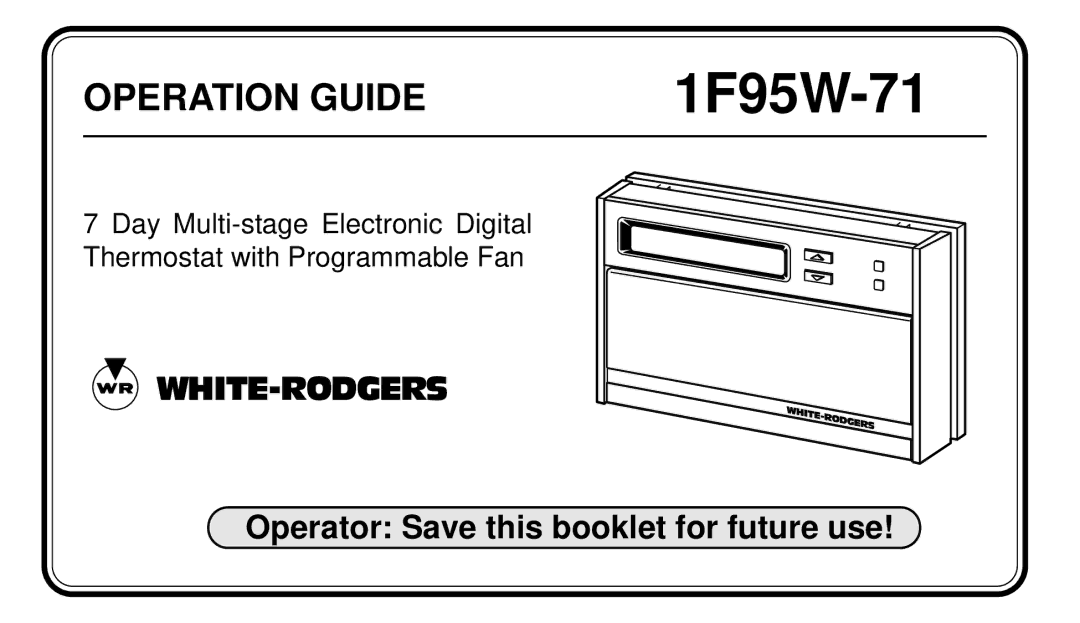 White Rodgers 1F95W-71 manual 