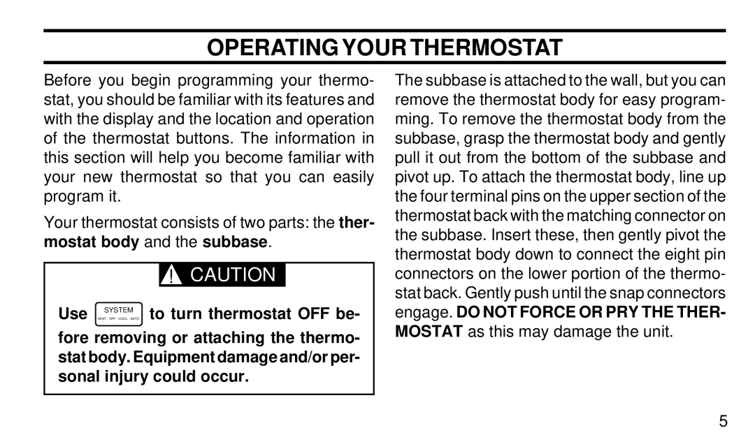 White Rodgers 1F95W-71 manual Use, To turn thermostat OFF be 