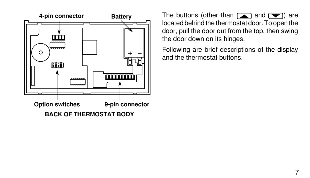 White Rodgers 1F95W-71 manual Back of Thermostat Body 