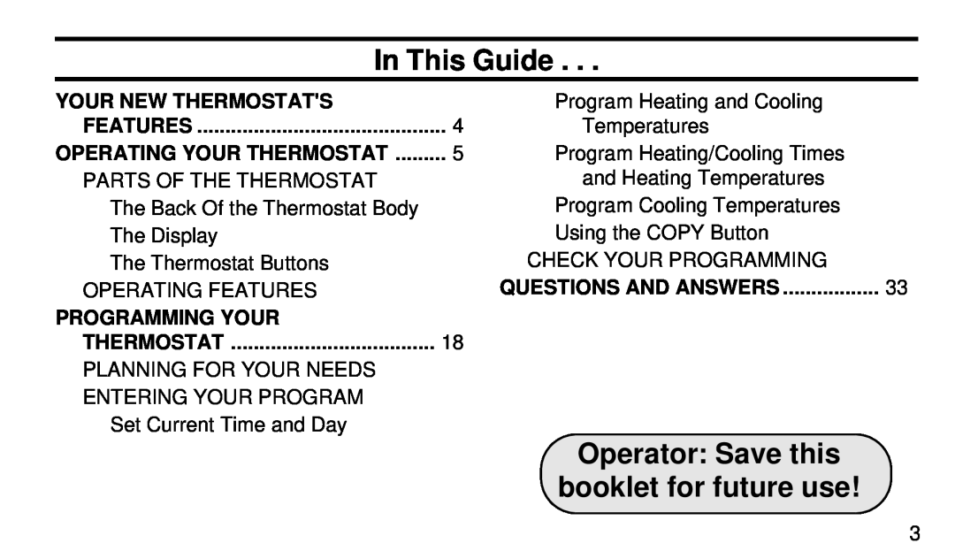 White Rodgers 1F95W-71 manual In This Guide, Operator Save this booklet for future use, Your New Thermostats 