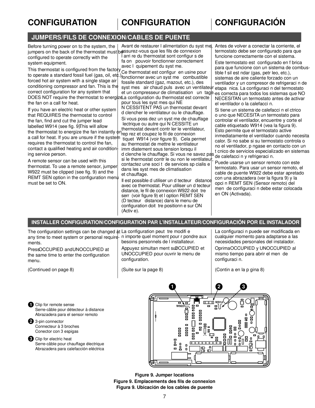 White Rodgers 1F96 specifications JUMPERS/FILS DE CONNEXION/CABLES DE Puente, Continúa en la página 