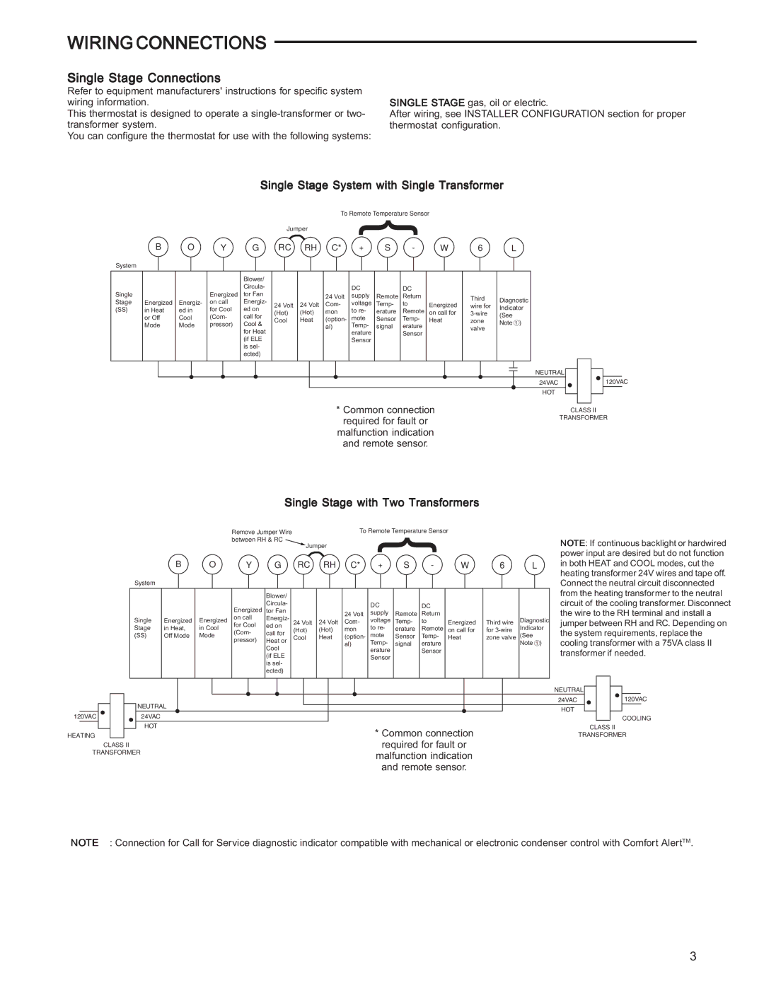 White Rodgers 1F97-1277 specifications Single Stage Connections, Single Stage System with Single Transformer 