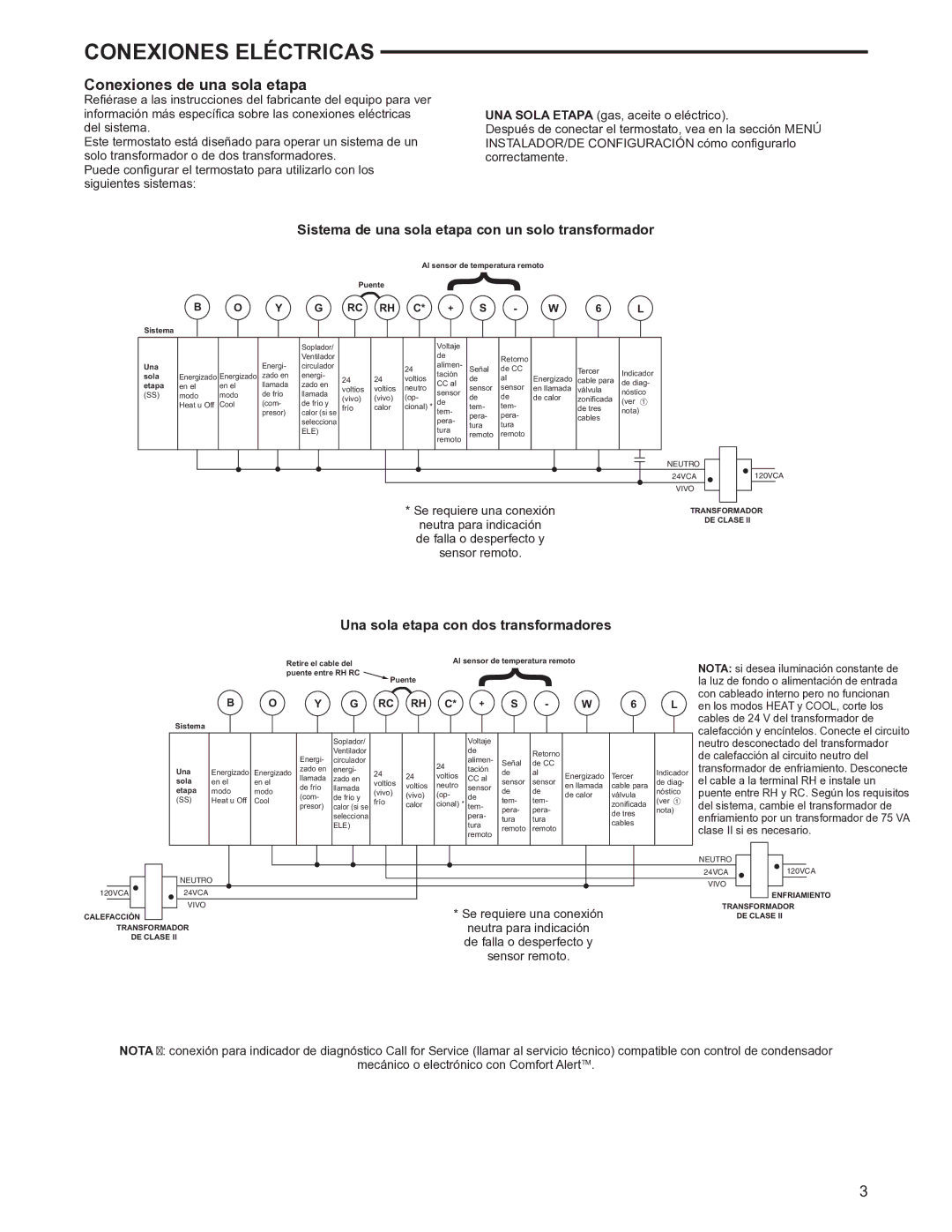 White Rodgers 1F97-1277 manual Conexiones de una sola etapa, Sistema de una sola etapa con un solo transformador 
