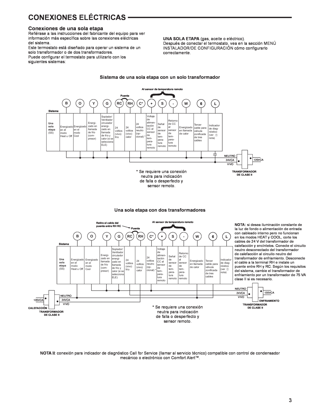 White Rodgers 1F97-1277 manual Conexiones de una sola etapa, Una sola etapa con dos transformadores, Conexiones Eléctricas 