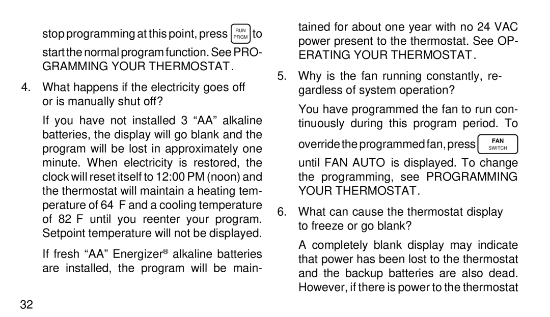 White Rodgers 1F97-51 manual Gramming Your Thermostat, Erating Your Thermostat 