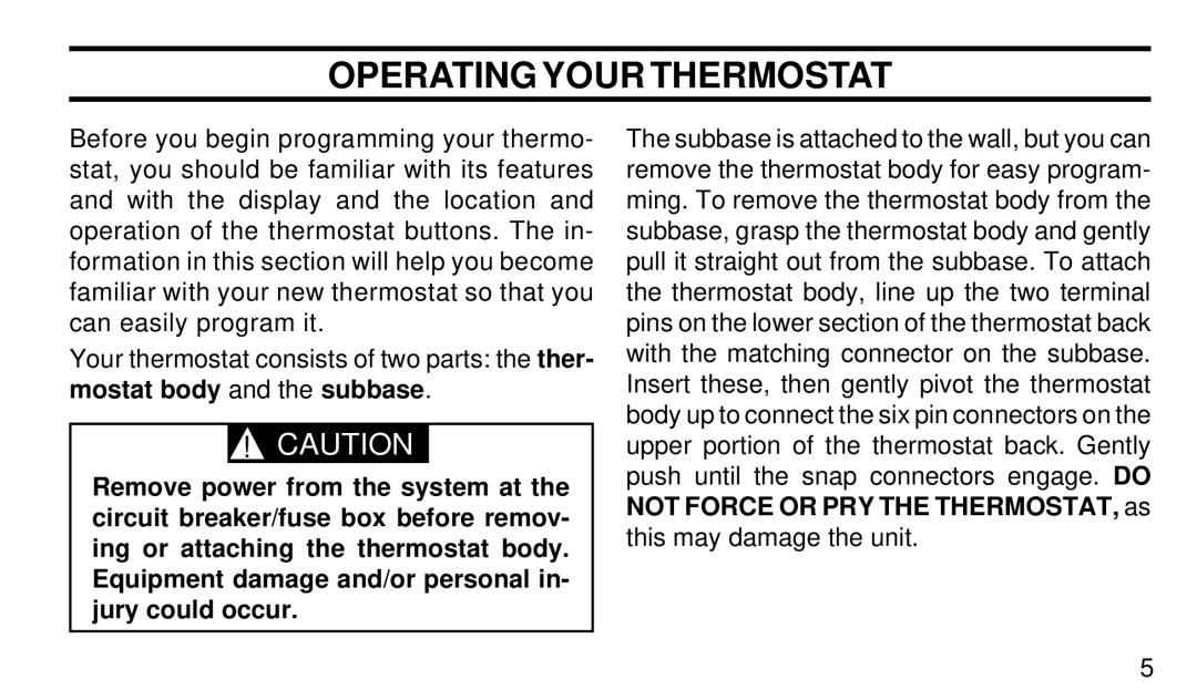 White Rodgers 1F97-51 manual Operating Your Thermostat 