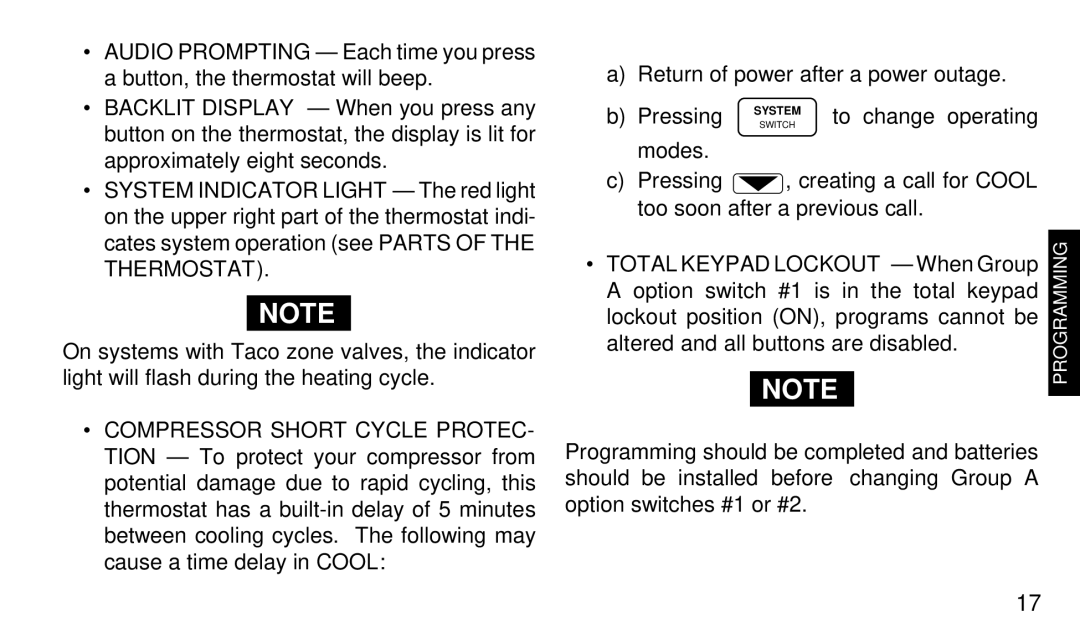 White Rodgers 1F97-71 manual Programming 