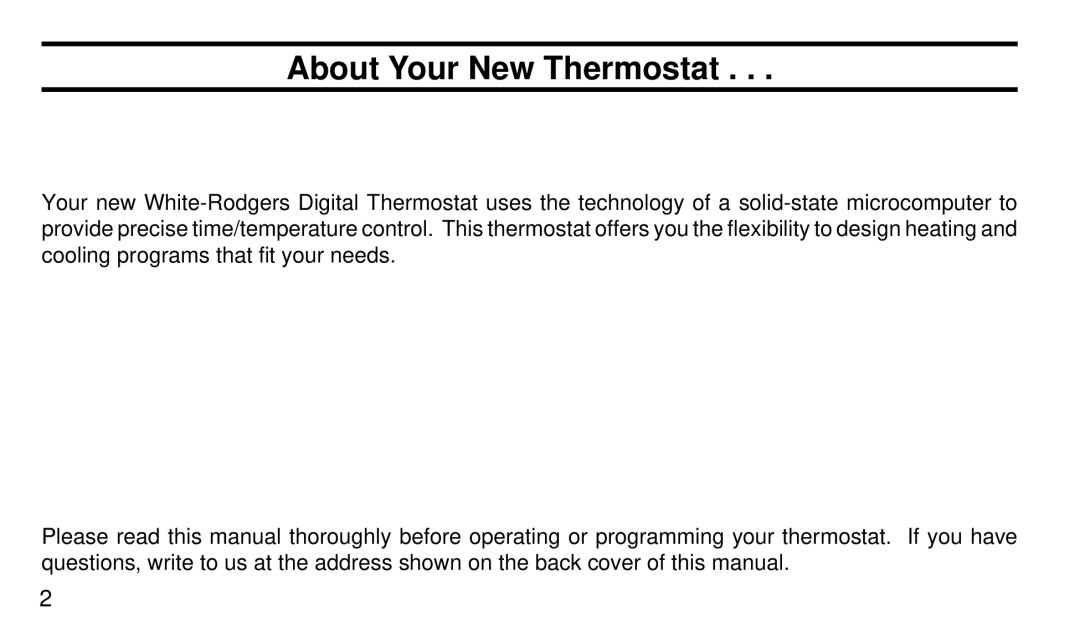 White Rodgers 1F97-71 manual About Your New Thermostat 