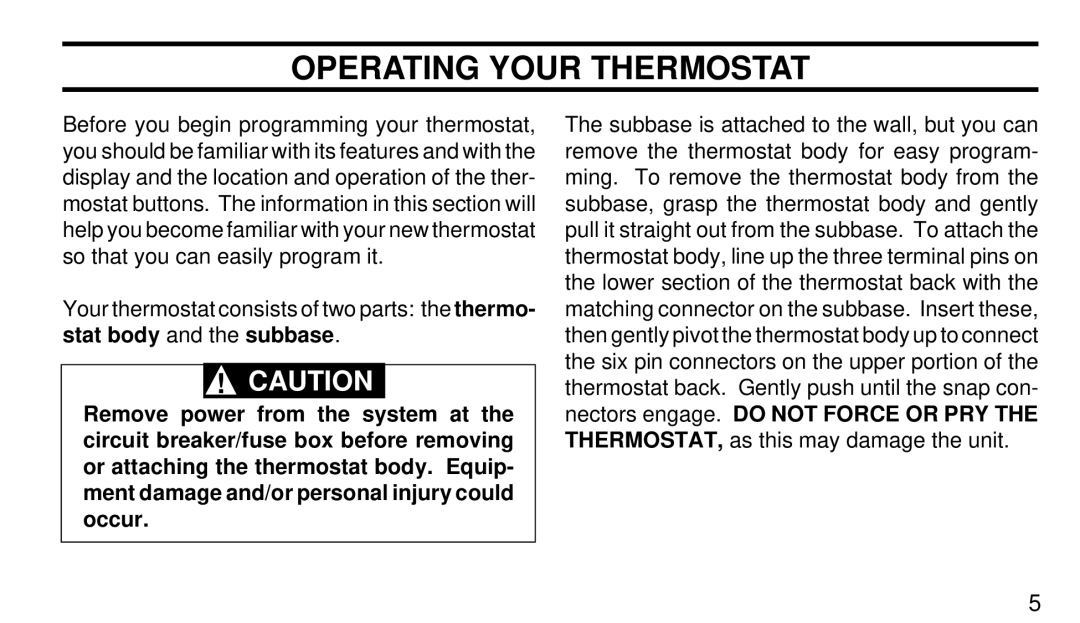 White Rodgers 1F97-71 manual Operating Your Thermostat 