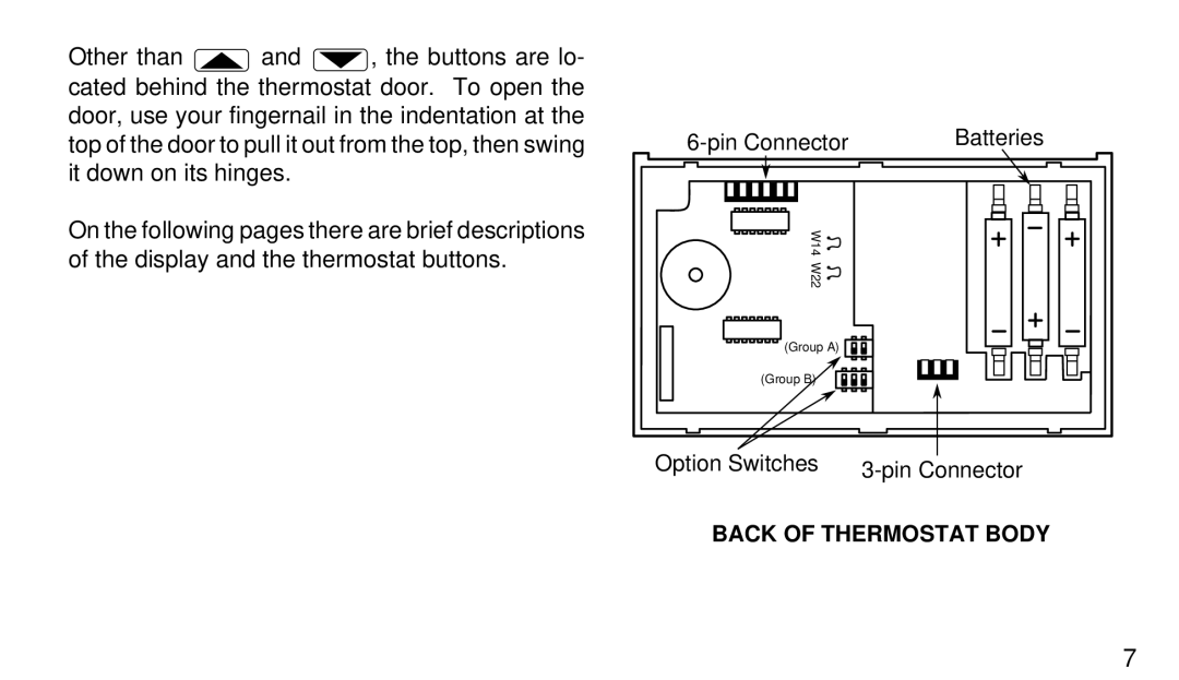 White Rodgers 1F97-71 manual Back of Thermostat Body 