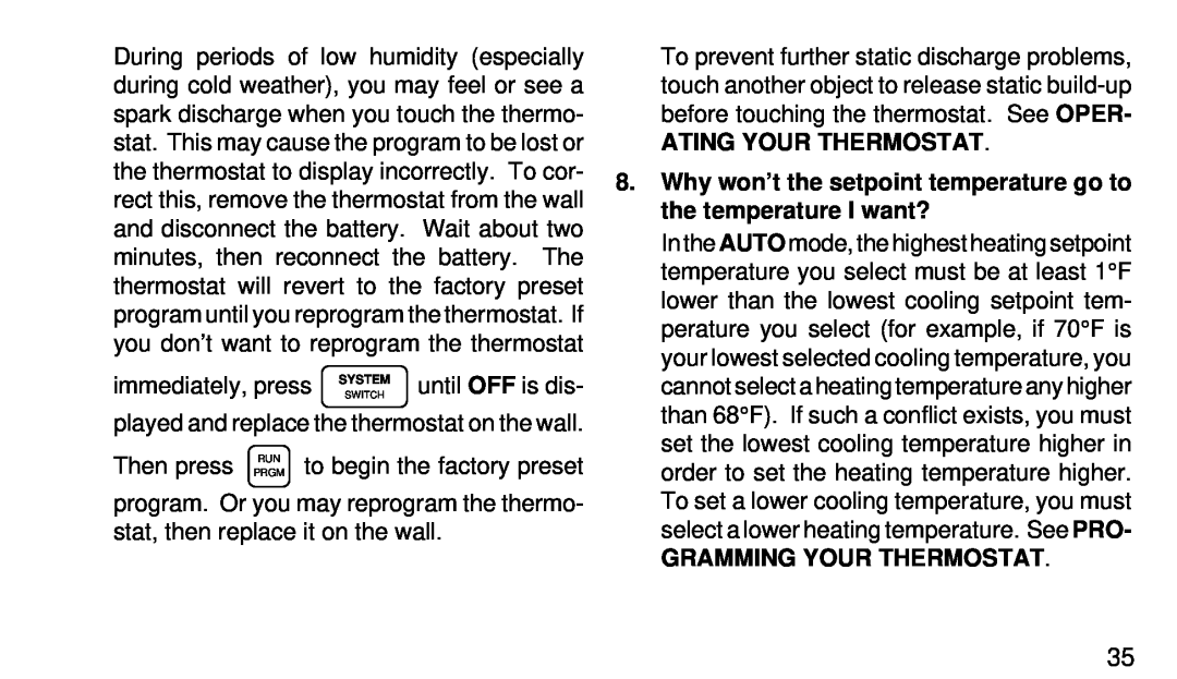 White Rodgers 1F97-71 manual Ating Your Thermostat, immediately, press, Then press, Gramming Your Thermostat 