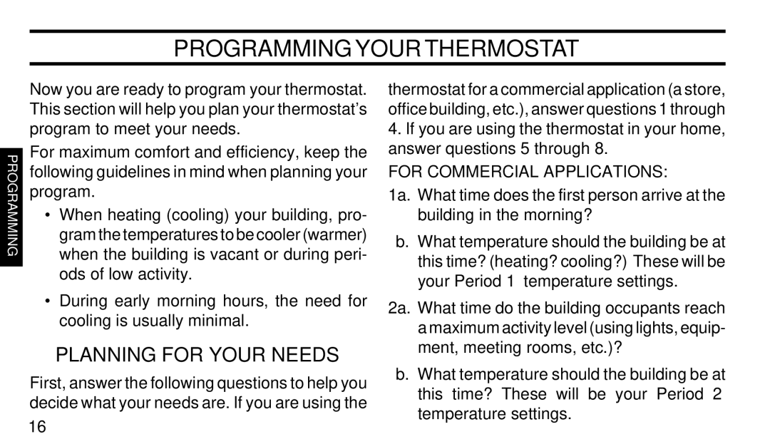 White Rodgers 1F97W-51 manual Programming Your Thermostat 