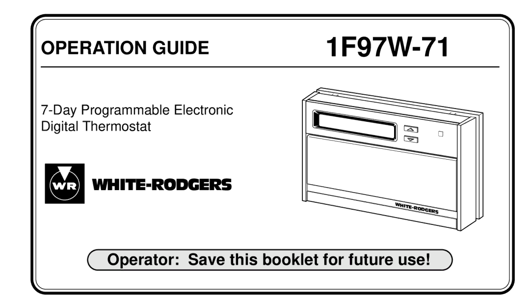 White Rodgers 1F97W-71 manual 