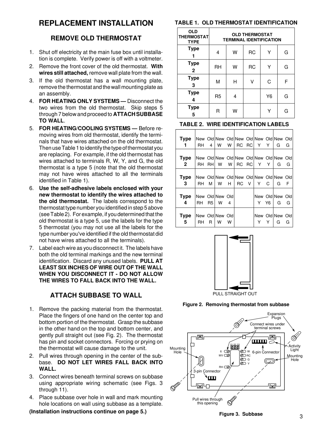 White Rodgers 1F97W-71 Replacement Installation, Remove OLD Thermostat, Attach Subbase to Wall, Wire Identification Labels 
