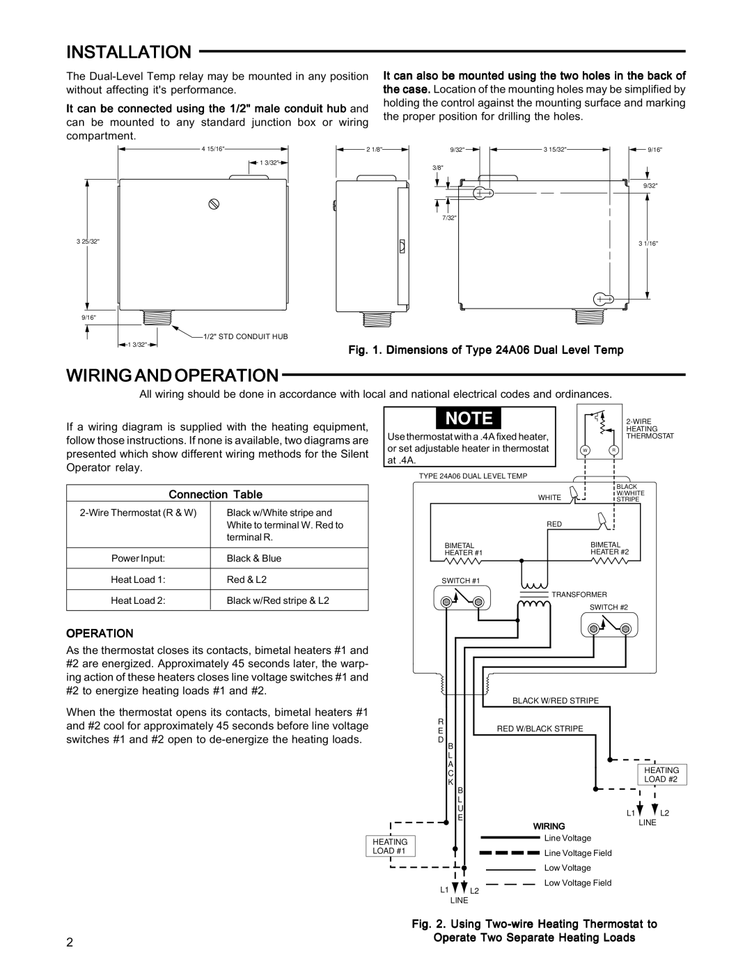 White Rodgers 24A06G-1 specifications Installation, Wiring and Operation 