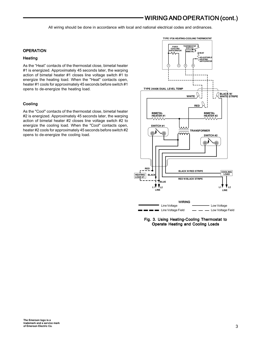 White Rodgers 24A06G-1 specifications Wiring and Operation, Heating, Cooling 