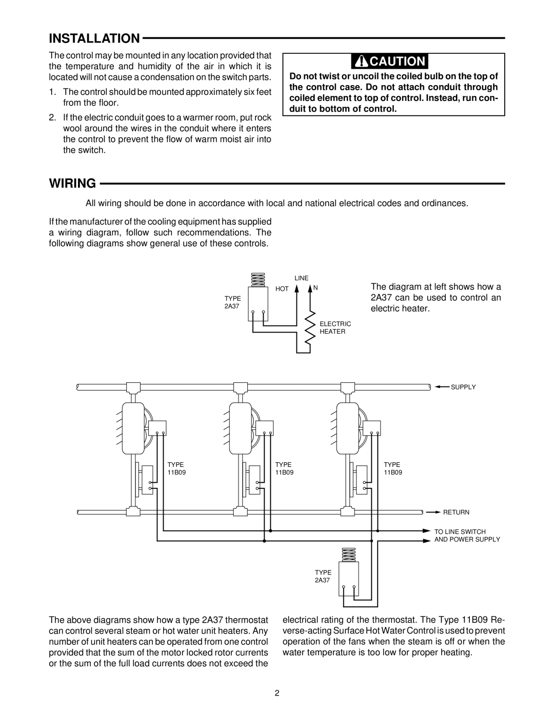 White Rodgers 2A37 installation instructions Installation, Wiring 